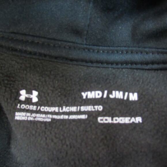 Under Armour Hoodie Boys Medium Black Sweatshirt Hooded Logo Spellout Sports - Picture 2 of 7